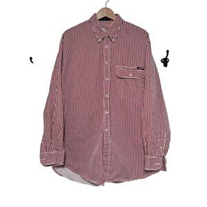 Vintage Cutter & Buck Shirt Men Large Classic 80s Button Up Cuff Sleeves Red